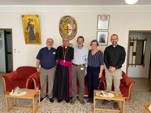 Christine Farah and the pastoral care team visiting Bishop Rafic Nahra